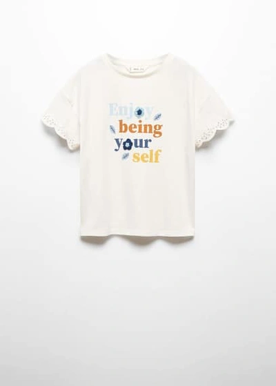 Mango Kids' Printed Message T-shirt Off White