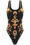 Marine Serre 'ornament Jewelry' One-piece Swimsuit In Black, Gold