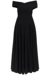 Khaite Bruna Off-the-shoulder Gathered Stretch-jersey Maxi Dress In Black