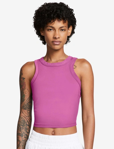 Nike One Fitted Dri-fit Cropped Tank Top In Pink