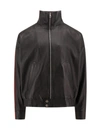 Alexander Mcqueen Leather Jacket With Contrasting Bands In Black