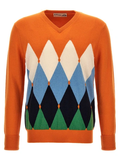 Ballantyne Argyle Sweater In Orange
