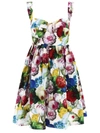 Dolce & Gabbana Multicolor Patchwork Cotton Alinemini Dress In White