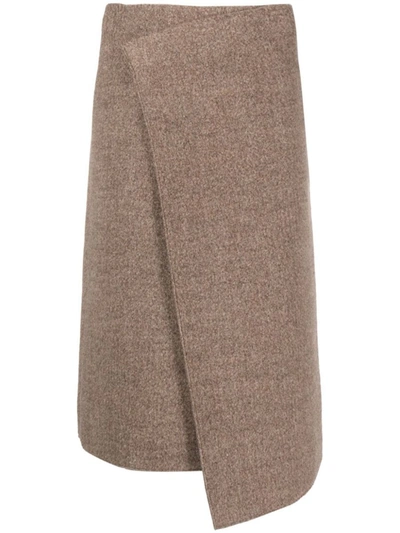 Gauchère High-waisted Asymmetric Skirt In Brown