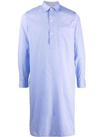 Tekla Organic Cotton Pyjamas Shirt In Blue