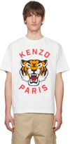 Kenzo White  Paris Lucky Tiger T-shirt In Off White