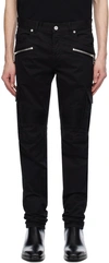 BALMAIN BLACK ZIP CARGO PANTS