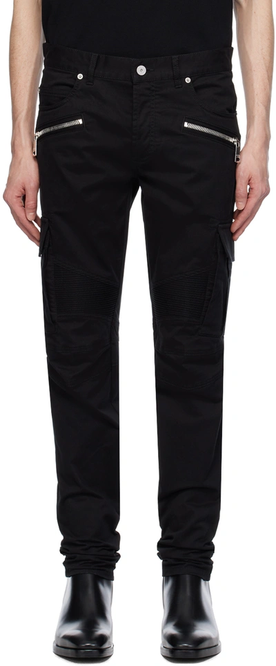 Balmain Black Zip Cargo Trousers