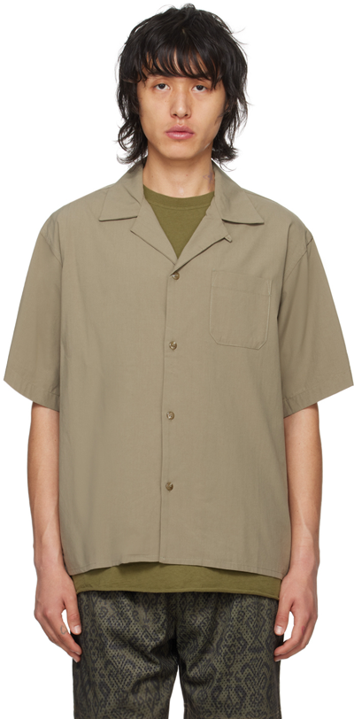 John Elliott Green Camp Shirt In Bark Green