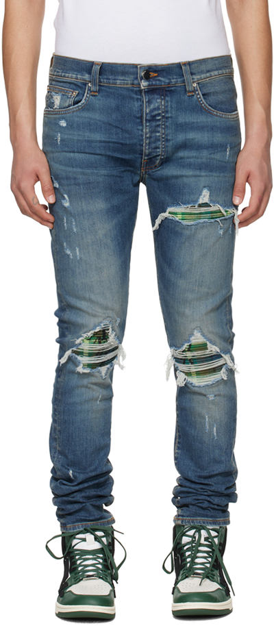 Amiri Blue Distressed Jeans In Crafted Indigo