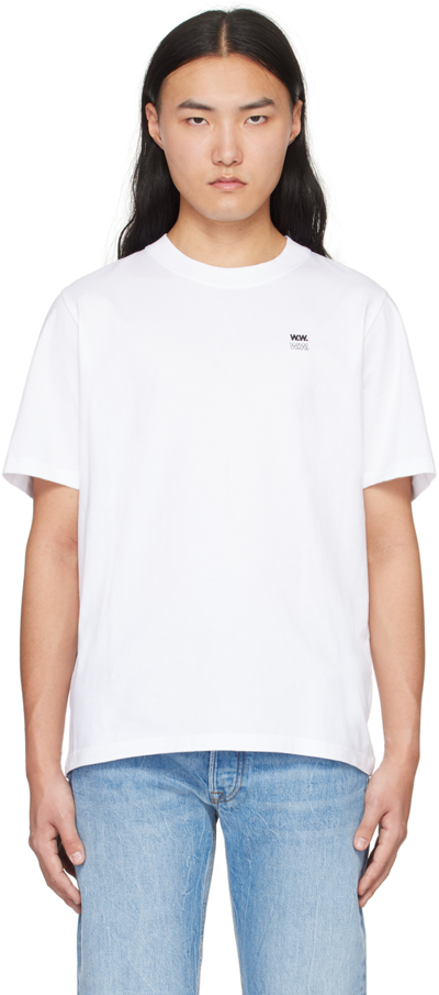 Wood Wood Embroidered Logo Bobby T-shirt In White