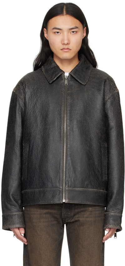 Wood Wood Brown Jacob Leather Jacket In Brown Chocolate