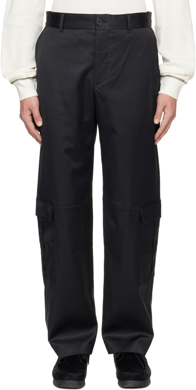 Wood Wood Stanley Cargo-pockets Straight-leg Trousers In Black