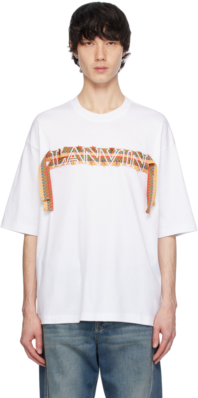 Lanvin White Curb Lace T-shirt In 01 Optic White