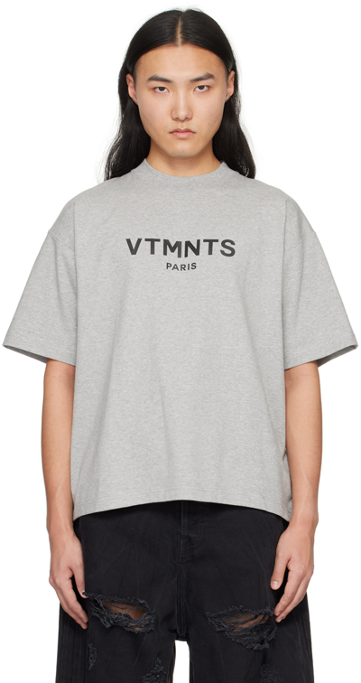 Vtmnts Grey Paris T-shirt In Grey Melange