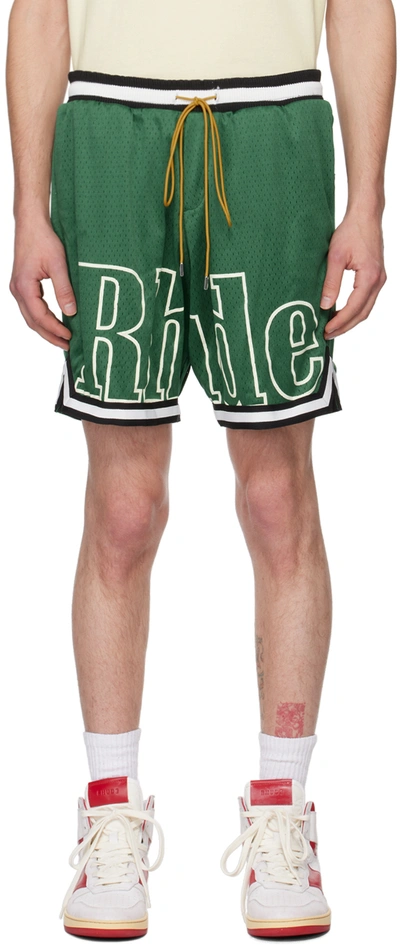 Rhude Green Court Shorts In Forest Green