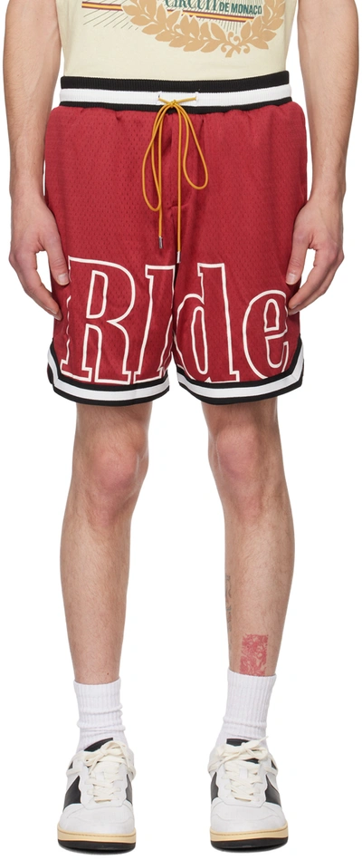 Rhude Red Court Shorts In Maroon