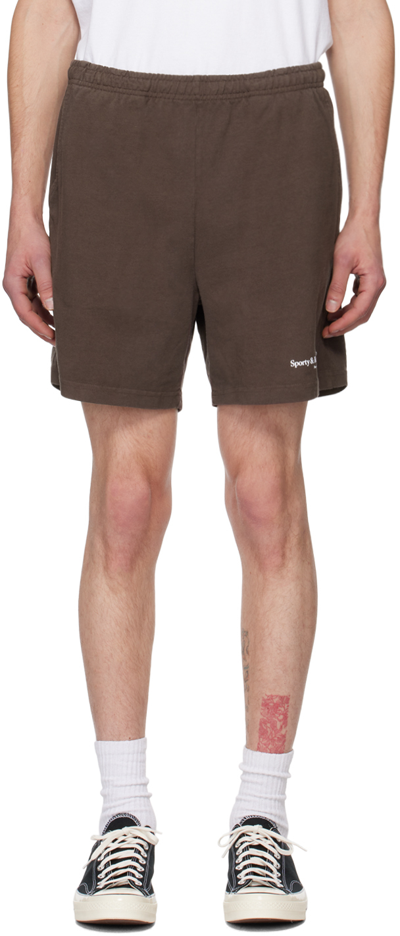 Sporty And Rich Brown 'athletic Club' Shorts In Chocolate