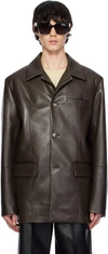 Nanushka Brown Danick Regenerated Leather Jacket In Coffee Bean