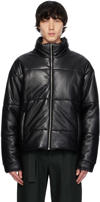 Nanushka Marron Faux-leather Puffer Jacket In Black