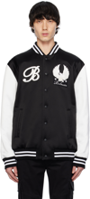 Balmain Embroidered Badges Satined Varsity Casual Jackets, Parka White/black In Eab Noir/blanc