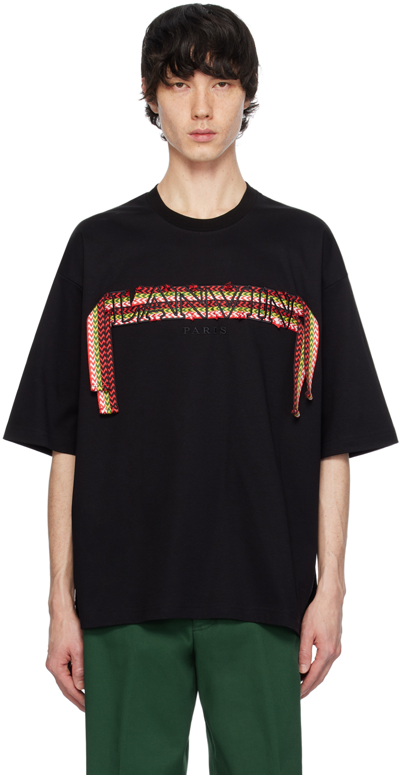 Lanvin Curb Lace-detailed Cotton T-shirt In Black