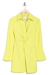Cinq À Sept Mckenna Front Twist Long Sleeve Mini Shirtdress In Key Lime