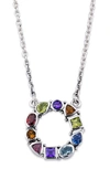 Samuel B. Circle Multistone Pendant Necklace In Multi