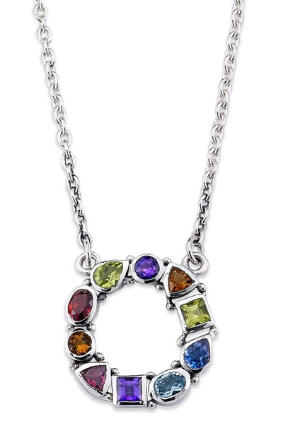 Samuel B. Circle Multistone Pendant Necklace