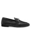 Christian Louboutin Women's Mj Moc Chainlink Leather Loafers In Black