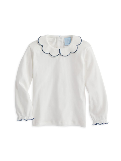 Bella Bliss Baby Girl's,little Girl's & Girl's Scallop Collared Long-sleeve Shirt In Ivory Navy