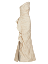 Teri Jon By Rickie Freeman Women's Metallic Jacquard One-shoulder Gown In Gold