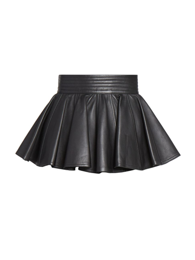 Alaïa Flared Leather Belt Skirt In Black
