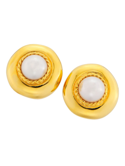 Kenneth Jay Lane Women's Goldtone & Imitation Pearl Clip-on Button Earrings