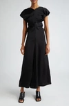 JIL SANDER PUFF SLEEVE SATIN MIDI DRESS