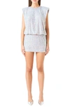 Endless Rose Sequin Blouson Minidress In Grey