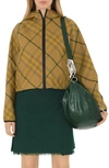 BURBERRY RELAXED FIT CHECK HOODED CROP RAIN JACKET