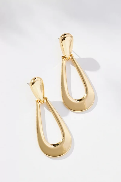 By Anthropologie The Restored Vintage Collection: Open Teardrop Earrings In Gold