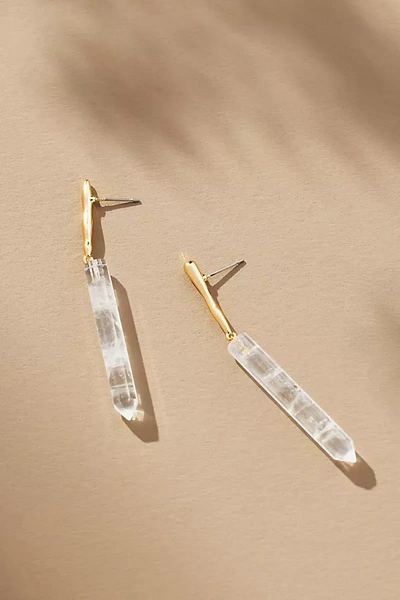 By Anthropologie Elongated Crystal Drop Earrings In Gold