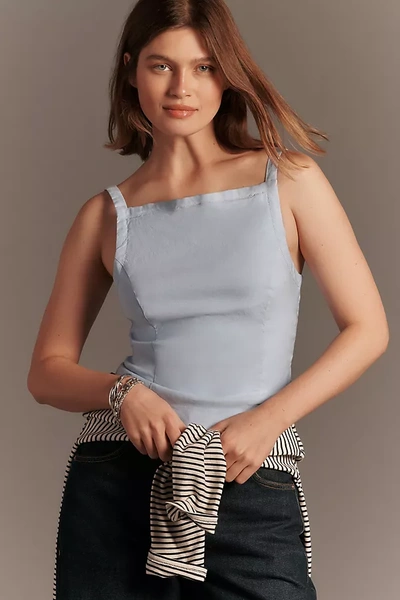 Maeve Sleeveless Boat-neck Top In Blue