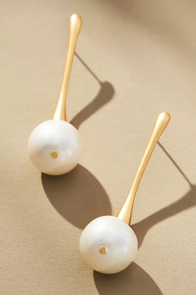By Anthropologie Pearl Stick Drop Earrings In White
