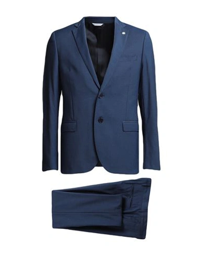 Manuel Ritz Man Suit Blue Size 46 Polyester, Viscose, Elastane