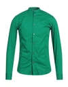 Grey Daniele Alessandrini Man Shirt Green Size 15 ½ Cotton, Polyamide, Elastane In Green