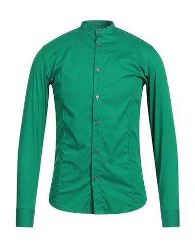Grey Daniele Alessandrini Man Shirt Green Size 17 Cotton, Polyamide, Elastane