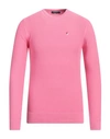 Avignon Man Sweater Fuchsia Size S Cotton In Pink