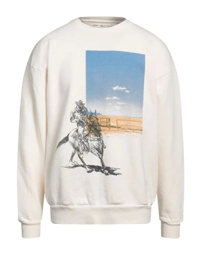 One Of These Days Man Sweatshirt Ivory Size Xl Cotton In White