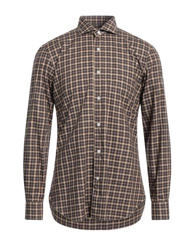 Barba Napoli Man Shirt Dark Brown Size 15 ¾ Cotton