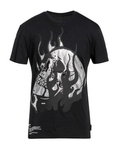 Philipp Plein Man T-shirt Black Size Xxl Cotton, Glass, Polyester