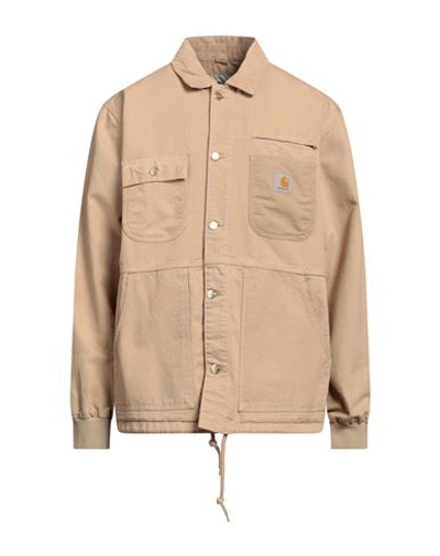 Carhartt Man Coat Camel Size L Organic Cotton In Beige