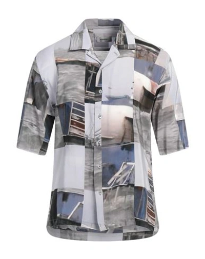 Serapis Blue Printed Shirt In Grey